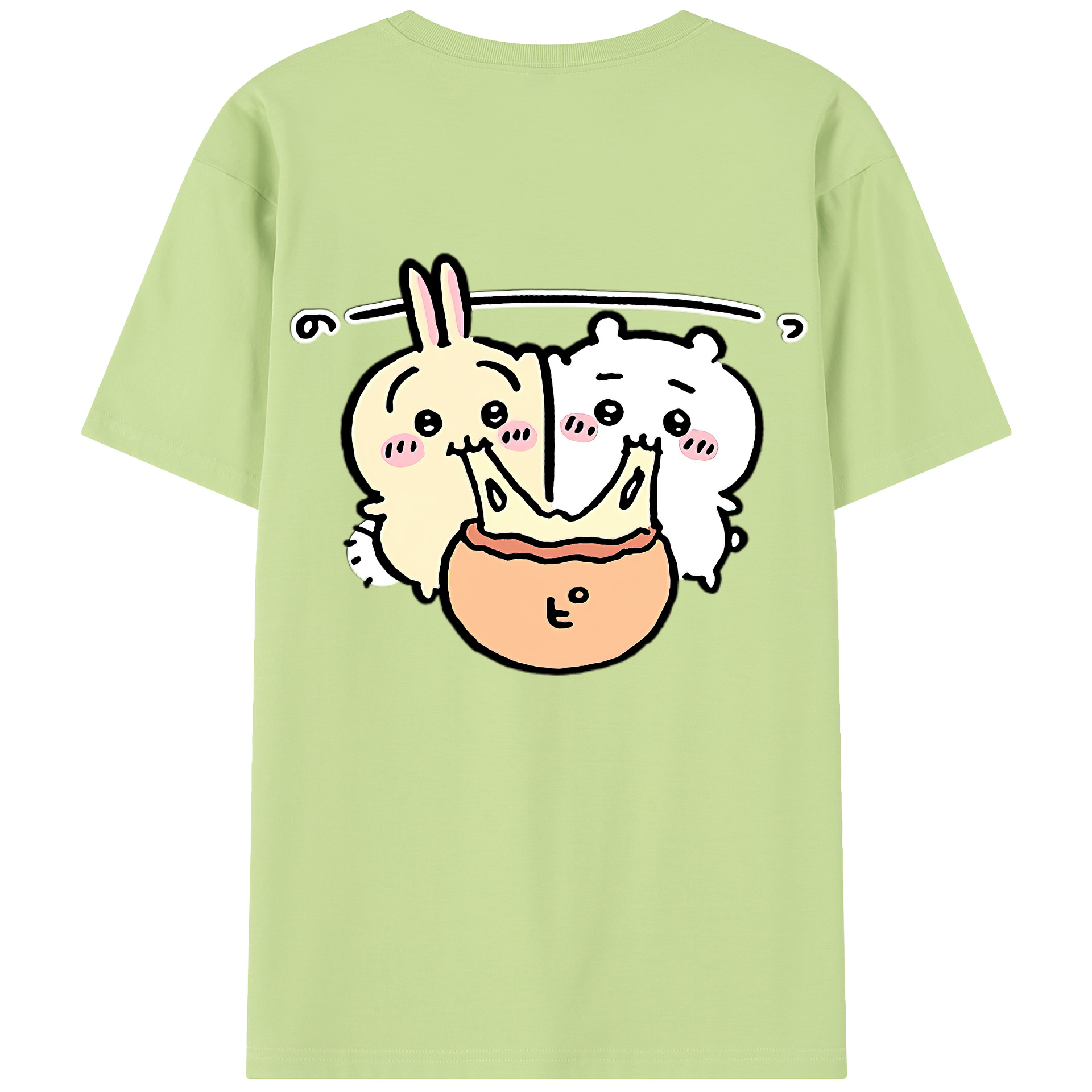 （画像用） ちいかわ うさぎ Chii-kawa usagi 綿100％半袖Tシャツ（背面プリント）